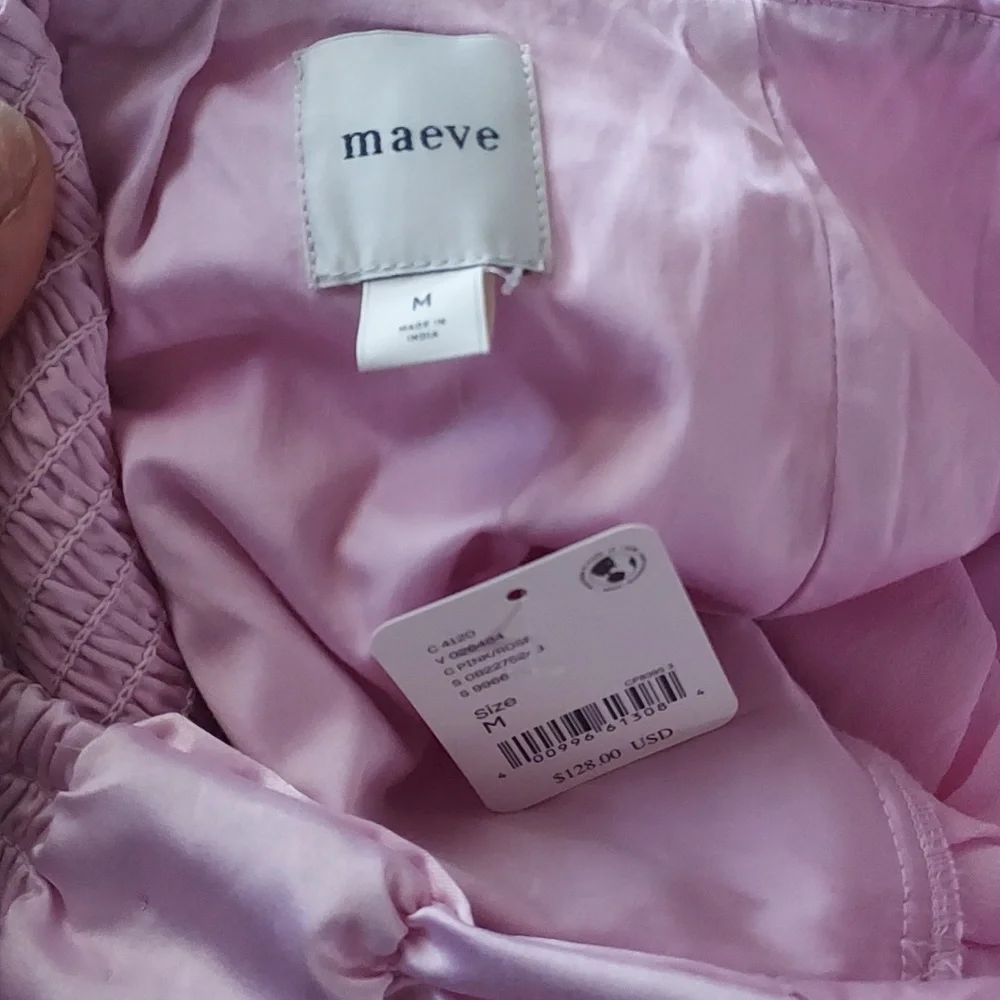 Maeve Pink/rose Chiffon Smocked Ruffle Satin Mini Skirt Sz-M